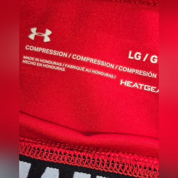 Under Armour Red And White Women's Compression Shorts Sz Large - Picture 3 of 8